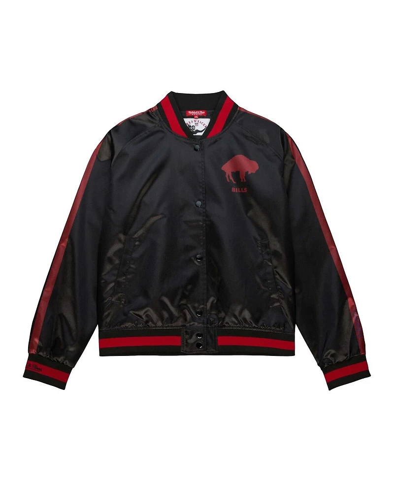 Mitchell & Ness Women's Black Buffalo Bills Raglan Satin Full-Snap Jacket