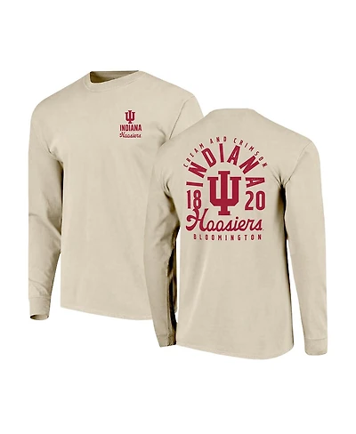 Image One Men's Natural Indiana Hoosiers Comfort Colors Mascot Overlay Long Sleeve T-Shirt