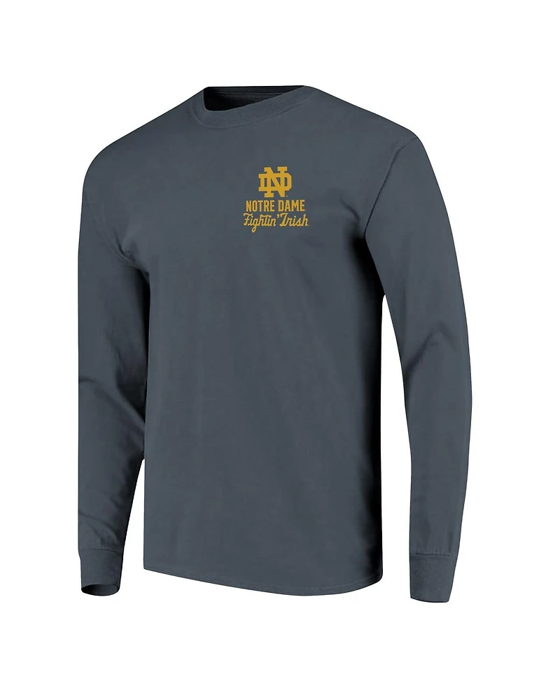 Image One Men's Navy Notre Dame Fighting Irish Comfort Colors Mascot Overlay Long Sleeve T-Shirt