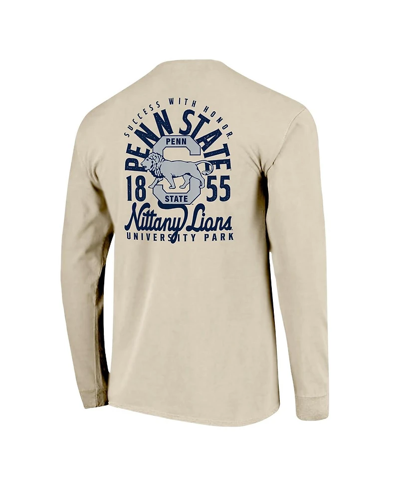 Image One Men's Natural Penn State Nittany Lions Comfort Colors Mascot Overlay Long Sleeve T-Shirt
