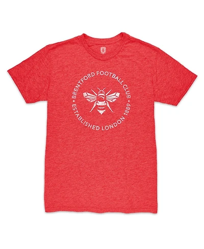 1863FC Men's Red Brentford Fc Roundabout Vintage Tri-Blend T-Shirt