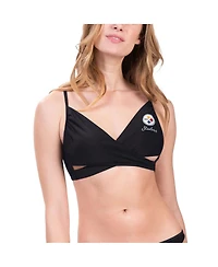 G-iii 4Her by Carl Banks Women's Black Pittsburgh Steelers Hall of Fame Bikini