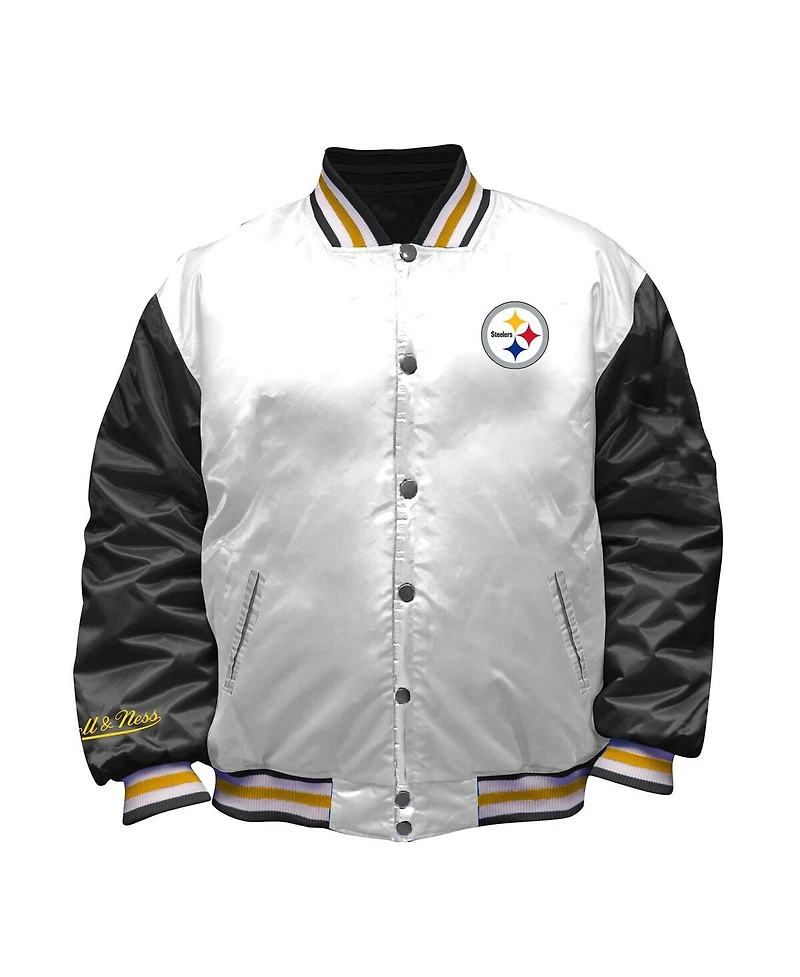 Mitchell & Ness Women's White Pittsburgh Steelers Plus Full-Snap Satin Jacket