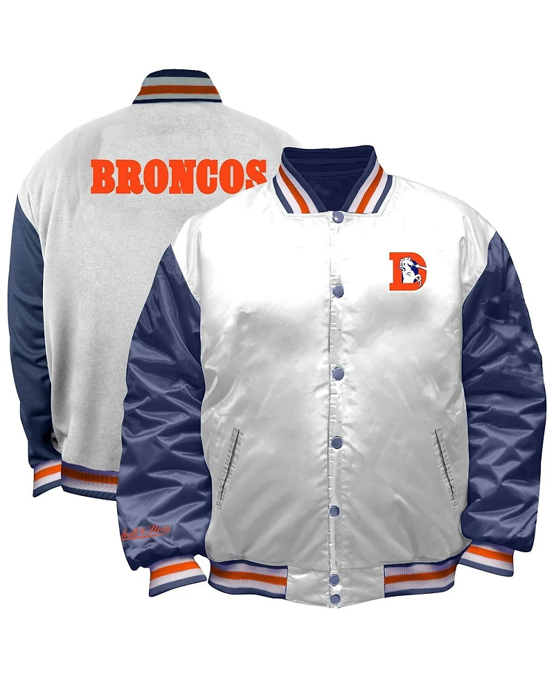 Mitchell & Ness Women's White Denver Broncos Throwback Plus Full-Snap Satin Jacket