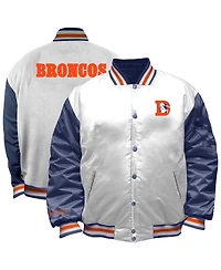 Mitchell & Ness Women's White Denver Broncos Throwback Plus Full-Snap Satin Jacket