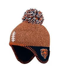 Outerstuff Baby Boys and Girls Brown Chicago Bears Football Head Pom with Knit Hat