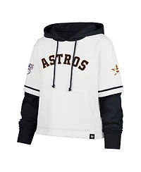'47 Brand Women's White Houston Astros Trifecta Shortstop Cropped Pullover Hoodie