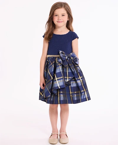 Bonnie Jean Girls 2-6X Short Sleeve Sparkle Knit to Taffeta Cascade Dress