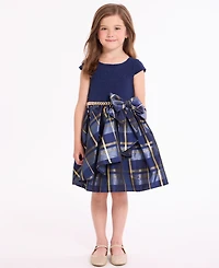 Bonnie Jean Girls 2-6X Short Sleeve Sparkle Knit to Taffeta Cascade Dress
