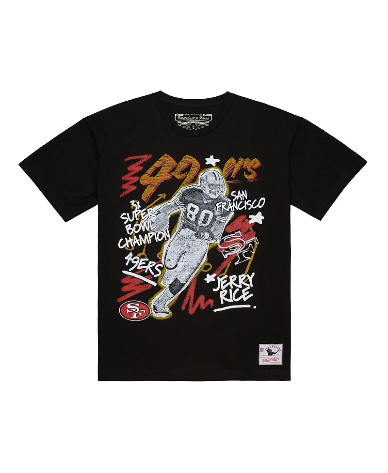 Mitchell & Ness Men's Jerry Rice Black San Francisco 49ers Chalked Up Player Graphic T-Shirt