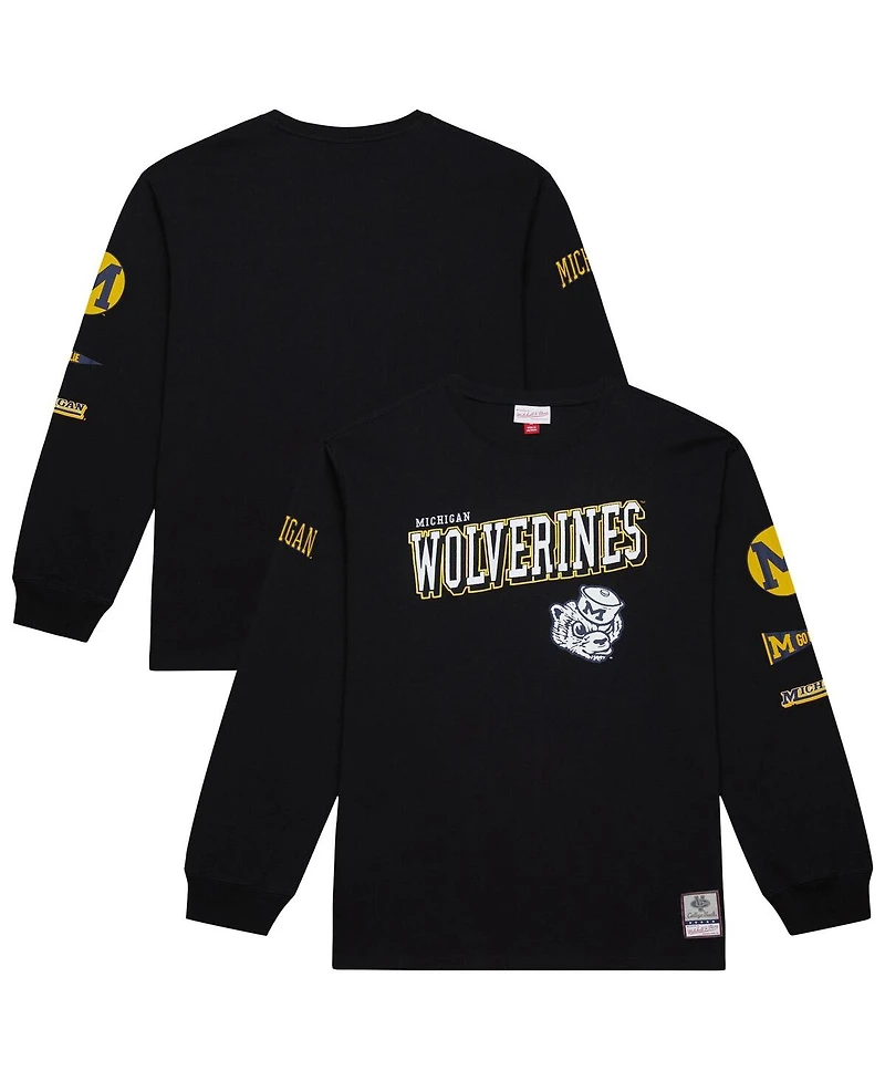 Mitchell & Ness Men's Black Michigan Wolverines Training Camp Long Sleeve T-Shirt