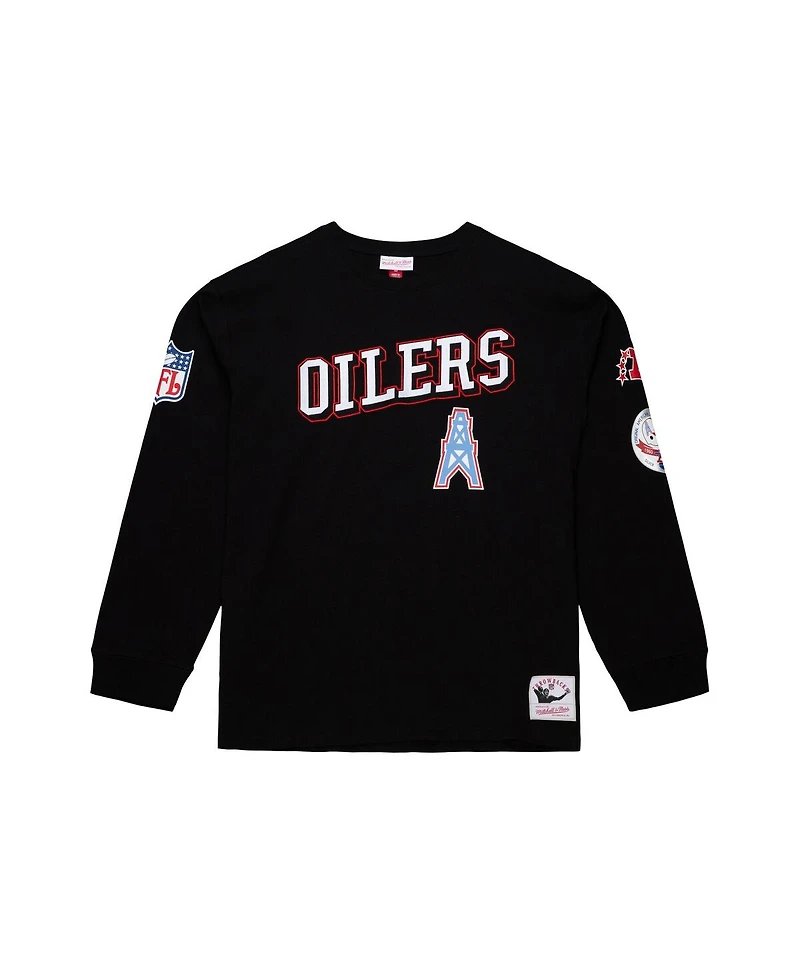 Mitchell & Ness Men's Black Tennessee Oilers Training Camp Vintage Logos Long Sleeve T-Shirt