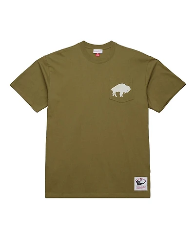 Mitchell & Ness Men's Olive Buffalo Bills Vintage Logo Premium T-Shirt