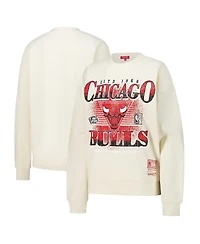 Mitchell & Ness Women's Cream Chicago Bulls Oversprayed Pullover Sweatshirt