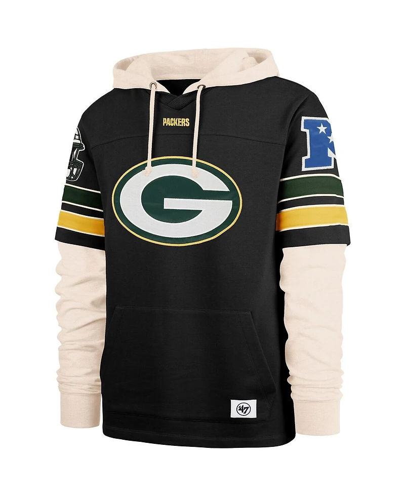 '47 Brand Men's Black Green Bay Packers Split Zone Cornerback Duo Hoodie