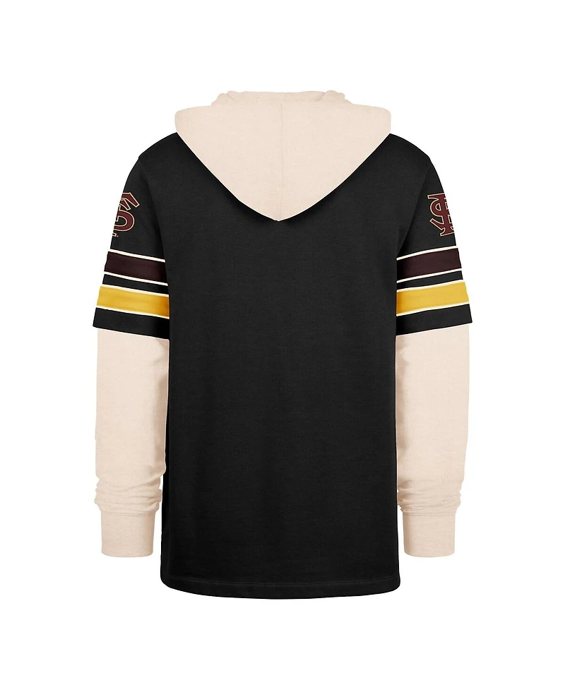 '47 Brand Men's Black Florida State Seminoles Split Zone Cornerback Lacer Pullover Hoodie
