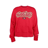 New Era Girls Scarlet San Francisco 49ers Flip Sequin Sweatshirt