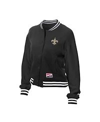 New Era Women's Black Orleans Saints Throwback Fleece Full-Snap Jacket