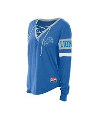 New Era Women's Blue Detroit Lions Throwback Lace-Up Long-Sleeve T-Shirt