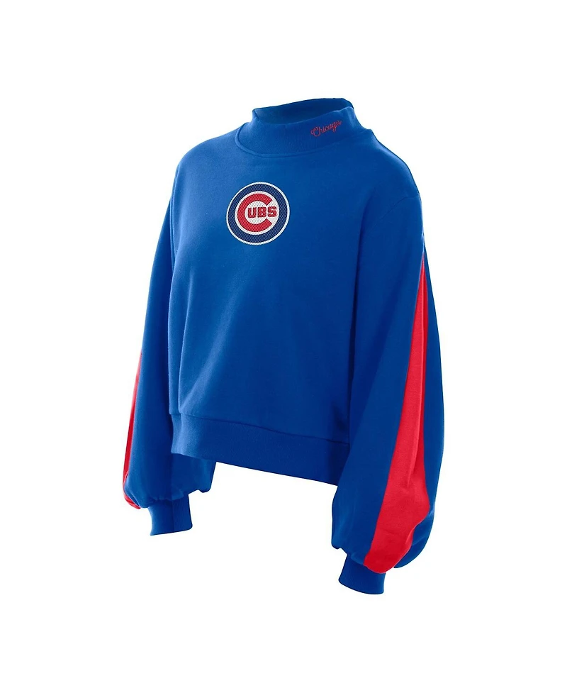 New Era Women's Royal Chicago Cubs Mock Neck Balloon Sleeve Sweatshirt