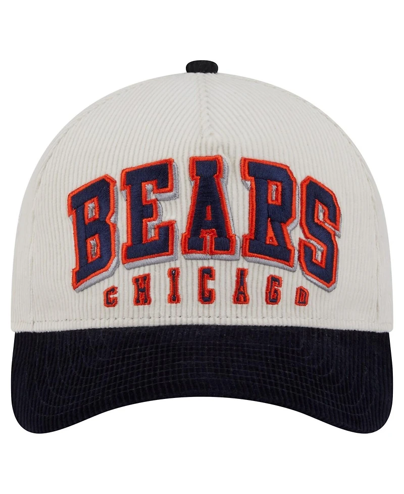 New Era Men's Cream/Navy Chicago Bears Bear Two-Tone Sided Corduroy 9FORTY A-Frame Adjustable Hat