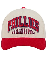 New Era Men's Cream/Red Philadelphia Phillies Sided Corduroy 9FORTY A-Frame Adjustable Hat