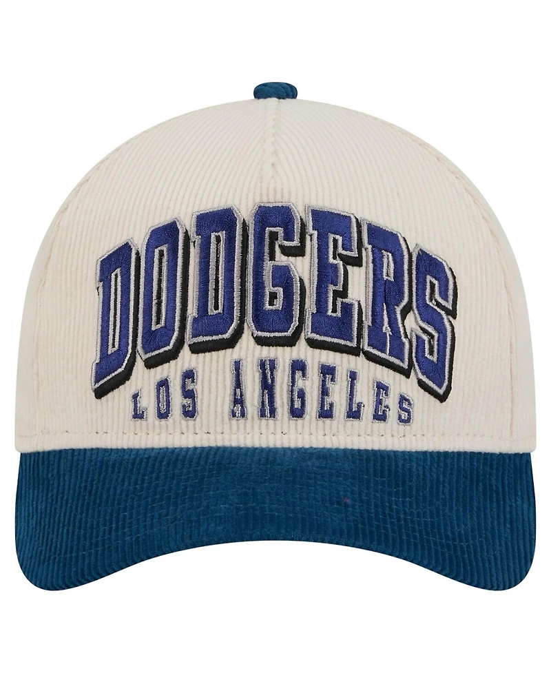New Era Men's Cream/Royal Los Angeles Dodgers Sided Corduroy 9FORTY A-Frame Adjustable Hat