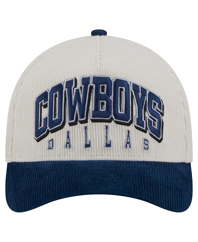 New Era Men's Cream/Navy Dallas Cowboys Sided Corduroy 9FORTY A-Frame Adjustable Hat