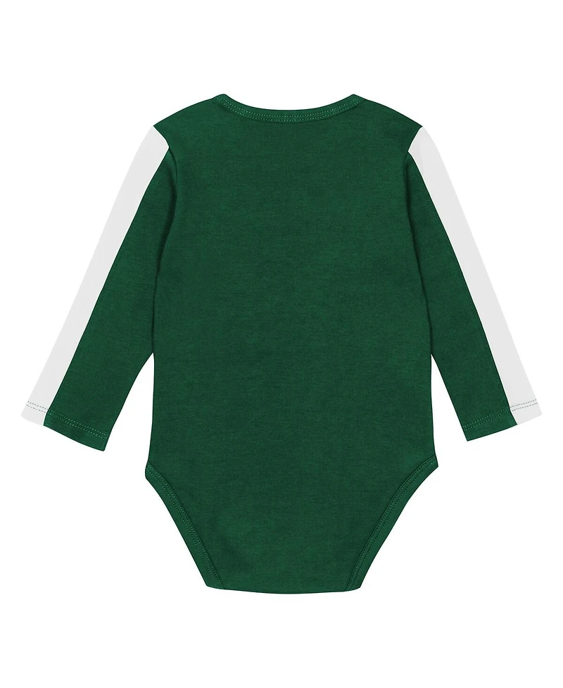 Outerstuff Baby Boys and Girls 3-Piece Green/White Michigan State Spartans Double Down Bodysuit Pants Set