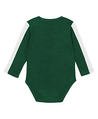 Outerstuff Baby Boys and Girls 3-Piece Green/White Michigan State Spartans Double Down Bodysuit Pants Set