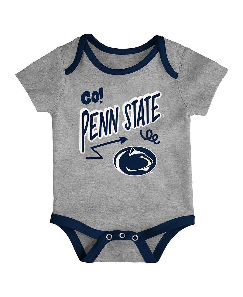 Outerstuff Baby Boys and Girls 3-Pack Penn State Nittany Lions All Day Play Bodysuit Set