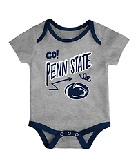Outerstuff Baby Boys and Girls 3-Pack Penn State Nittany Lions All Day Play Bodysuit Set