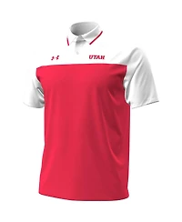 Under Armour Men's Red/White Utah Utes Green Blocked Polo Shirt
