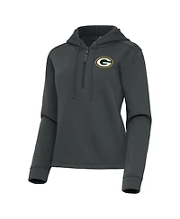 Antigua Women's Pewter Green Bay Packers Contemporary Quarter-Zip Hoodie