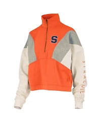 Pressbox Women's Orange Syracuse Ferrara Color Block Quarter-Zip Sweatshirt