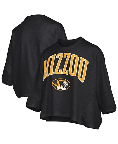 Pressbox Women's Black Missouri Tigers Midi Arch Over Logo Oversized T-Shirt