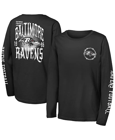 Outerstuff Big Boys and Girls Black Baltimore Ravens Rumble Long Sleeve T-Shirt