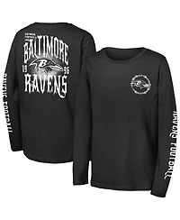Outerstuff Big Boys and Girls Black Baltimore Ravens Rumble Long Sleeve T-Shirt