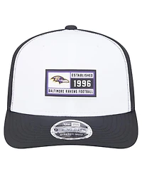 New Era Men's White/Black Baltimore Ravens Established Patch 9SEVENTY Adjustable Hat