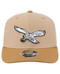 New Era Men's Light Beige Philadelphia Eagles Throwback Two-Tone Trucker 9SEVENTY Adjustable Hat