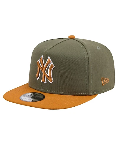 New Era Men's Olive/Brown New York Yankees Color Pack A-Frame 9FIFTY Snapback Hat