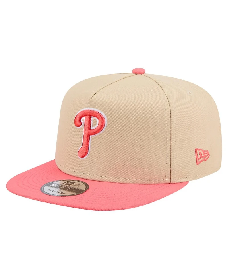 New Era Men's Light Beige/ Philadelphia Phillies Color Pack A-Frame 9FIFTY Snapback Hat