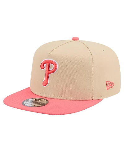 New Era Men's Light Beige/Coral Philadelphia Phillies Color Pack A-Frame 9FIFTY Snapback Hat