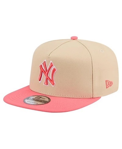 New Era Men's Light Beige/Coral New York Yankees Color Pack A-Frame 9FIFTY Snapback Hat