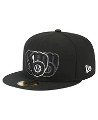 New Era Men's Black Milwaukee Brewers Tri-Hit 59FIFTY Fitted Hat