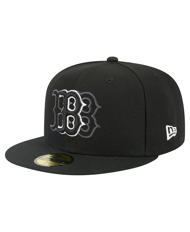New Era Men's Black Boston Red Sox Tri-Hit 59FIFTY Fitted Hat