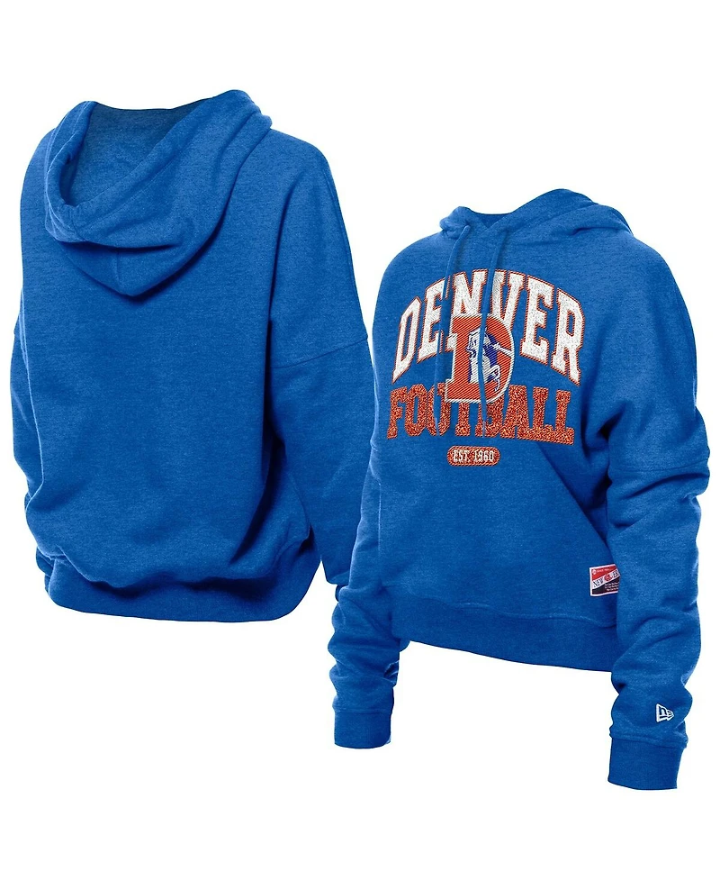 New Era Women's Royal Denver Broncos Throwback Boxy Hoodie Sweatshirt