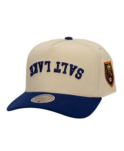 Mitchell & Ness Men's Cream/Blue Real Salt Lake Upside Down Pro Pinch Snapback Hat