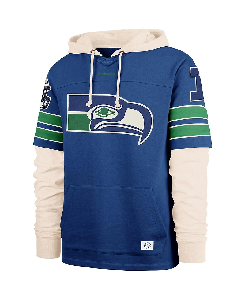 '47 Brand Men's Blue Seattle Seahawks Throwback Split Zone Cornerback Duo Hoodie