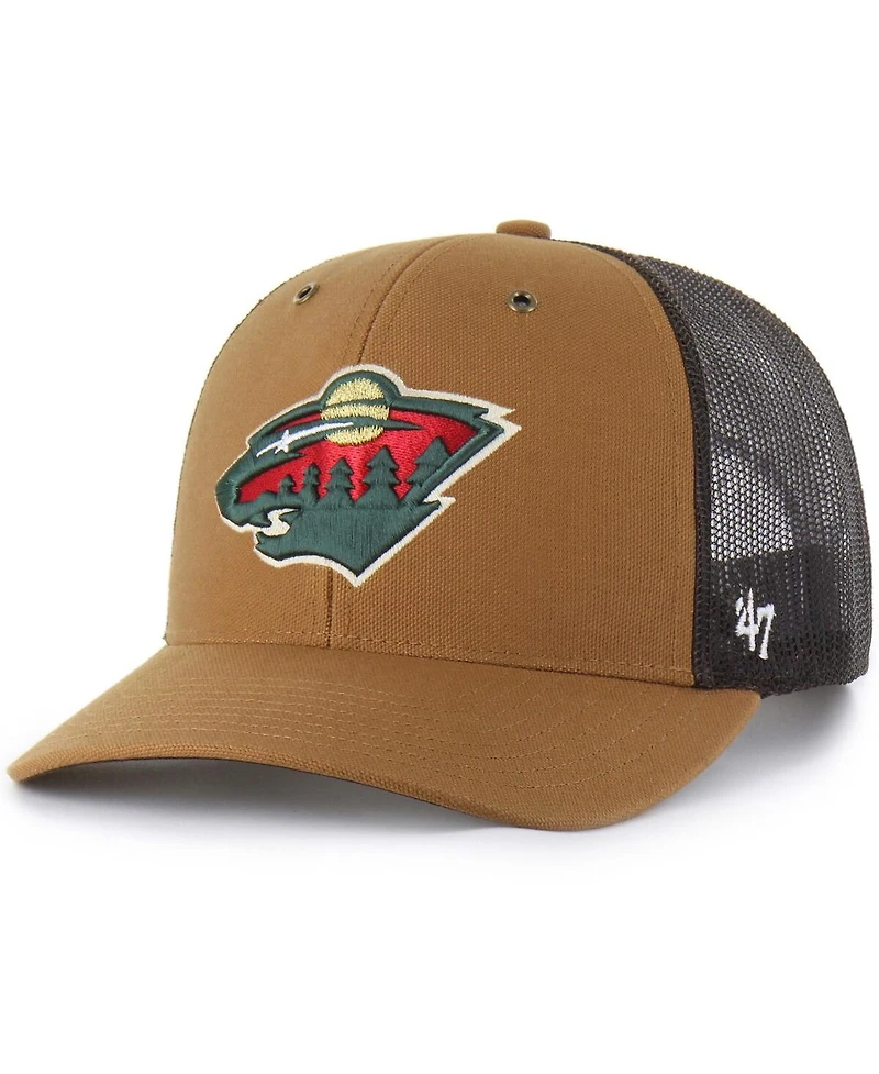 Carhartt x '47 Brand Men's Brown Minnesota Wild Trucker Adjustable Hat